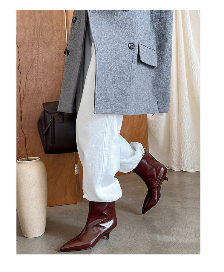 Karin Luna In Stock Spot Goods Minimalist Tube Kitten Heel Short Boots