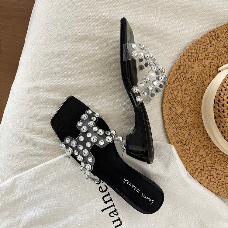 Karin Luna In Stock Spot Goods Classic versatile transparent sequin slippers