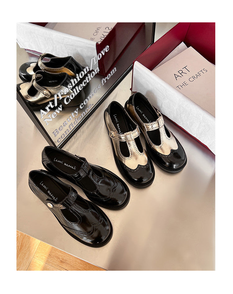 Karin Luna In Stock Spot Goods  Color Matching t Round Toe British Style Single Shoes