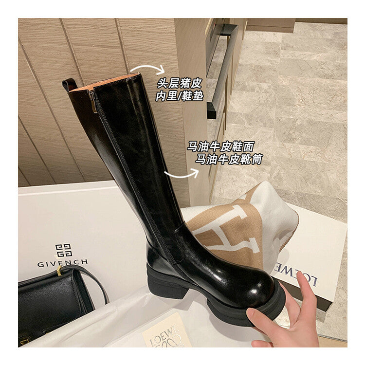 Karin Luna In Stock Spot Goods  Always in stock  Classic Basic Style Round Toe Thick Sole Knight Boots