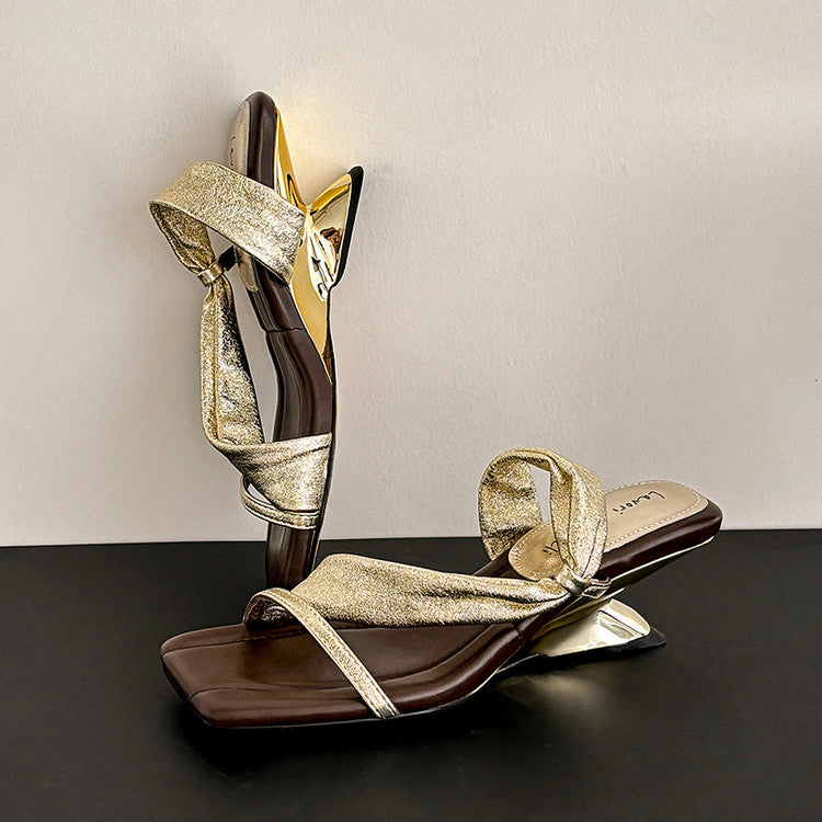 Karin Luna In Stock Spot Goods Minimalist Style Square-Toed Irregular Heel Slippers