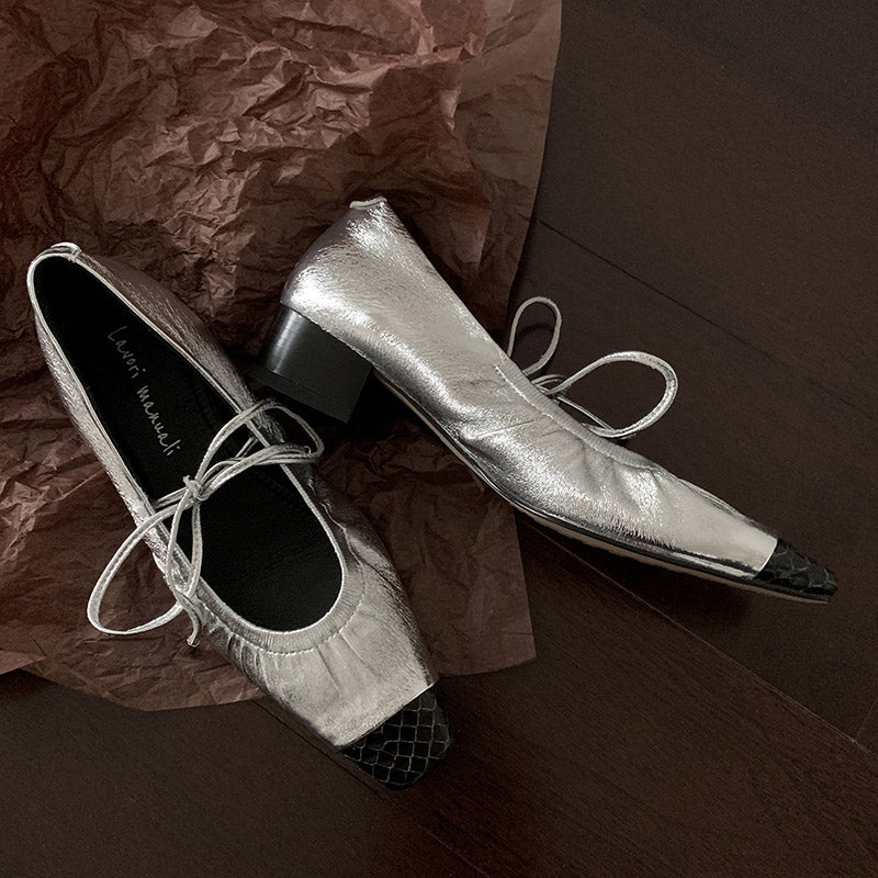 Karin Luna In Stock Spot Goods  Retro Sweet Bowknot Granny Wrinkled Single Shoes