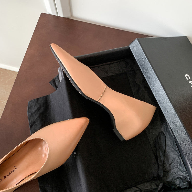 Karin Luna Full Layer Inside and Out~Basic Versatile Retro French Pointed Toe Irregular Heel Single Shoes