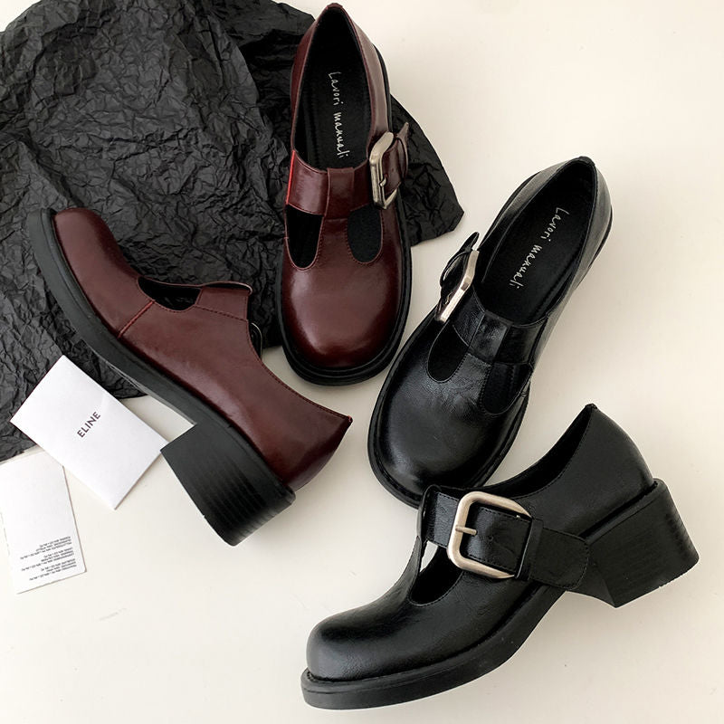 Karin Luna In Stock Spot Goods round Head t Round Toe British Style Single Shoes