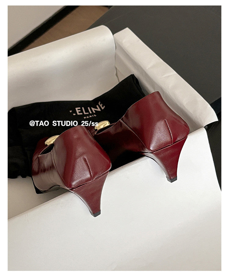 Karin Luna In Stock In Stock ~Basic Versatile French Style Small Square Toe Shallow Mouth Single Shoes
