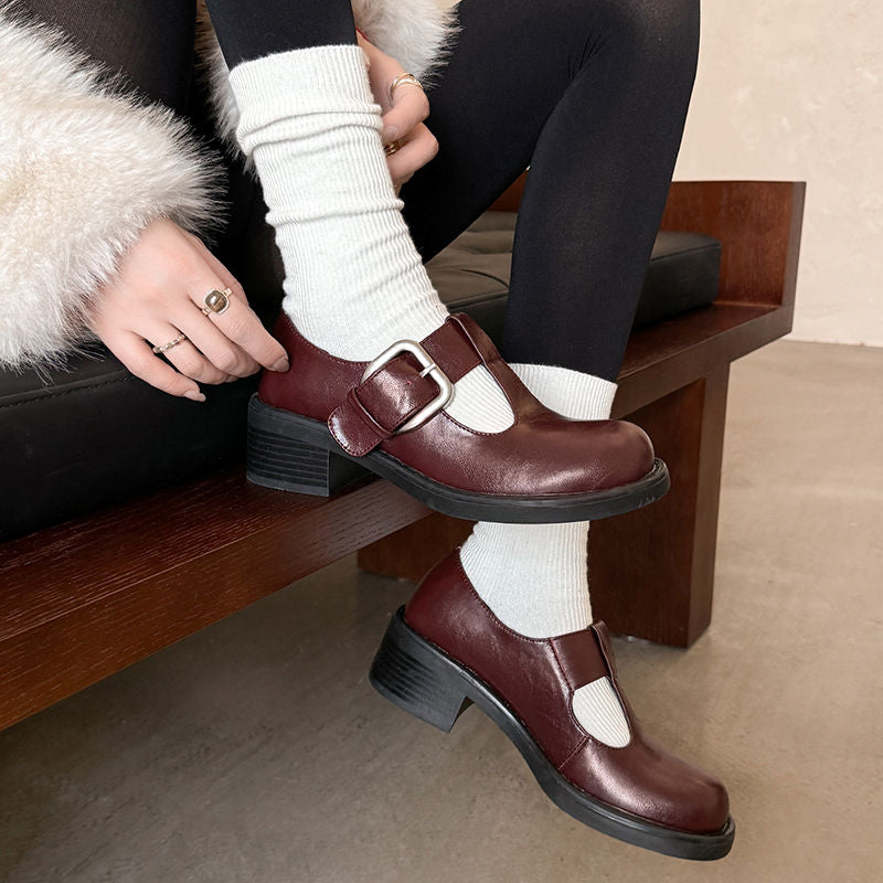 Karin Luna In Stock Spot Goods round Head t Round Toe British Style Single Shoes