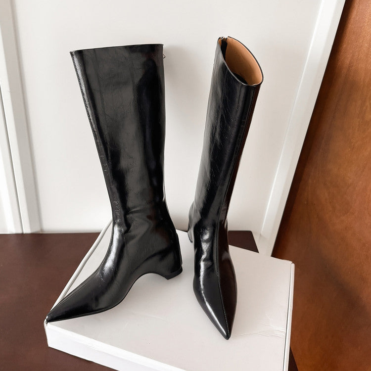 Karin Luna Elegant Style Pointed Toe Internal Height Increase Long Boots