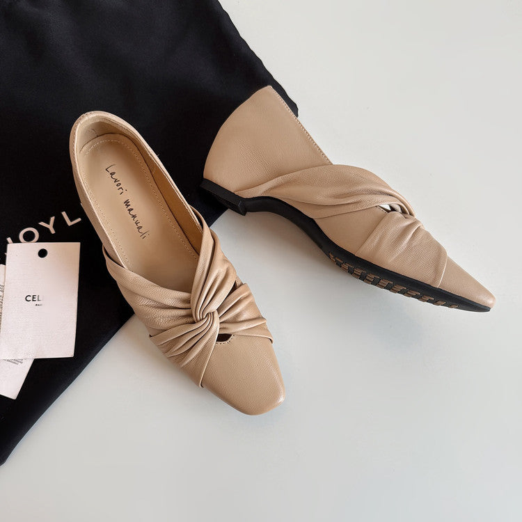 Karin Luna Cross Design Square Toe Hidden Wedge Shoes