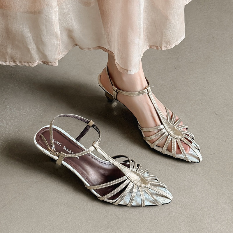 Karin Luna In Stock Spot Goods Open-toe French Style Metal Heel Sandals