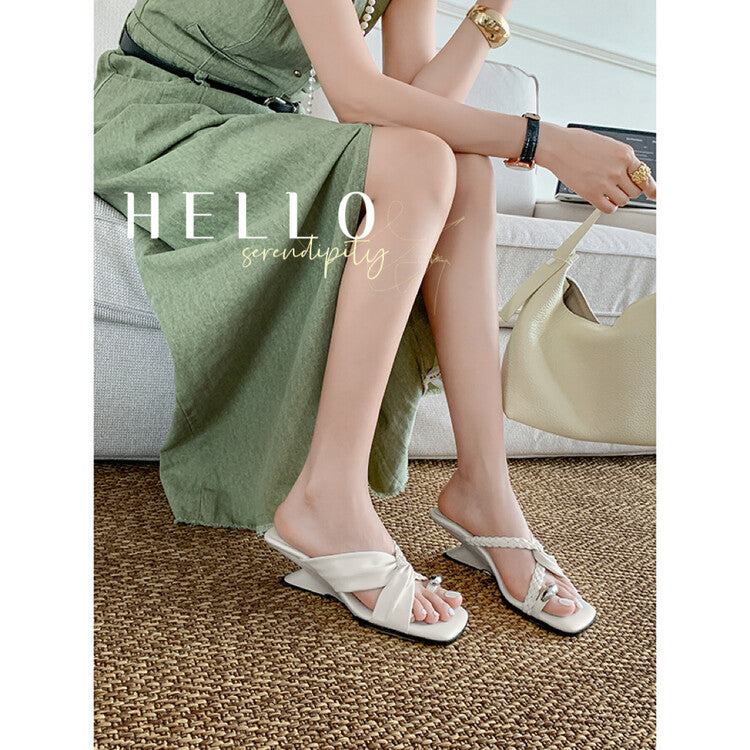 Karin Luna has a sense of design ~Twist Braided Cross Strap Square Toe Sandals