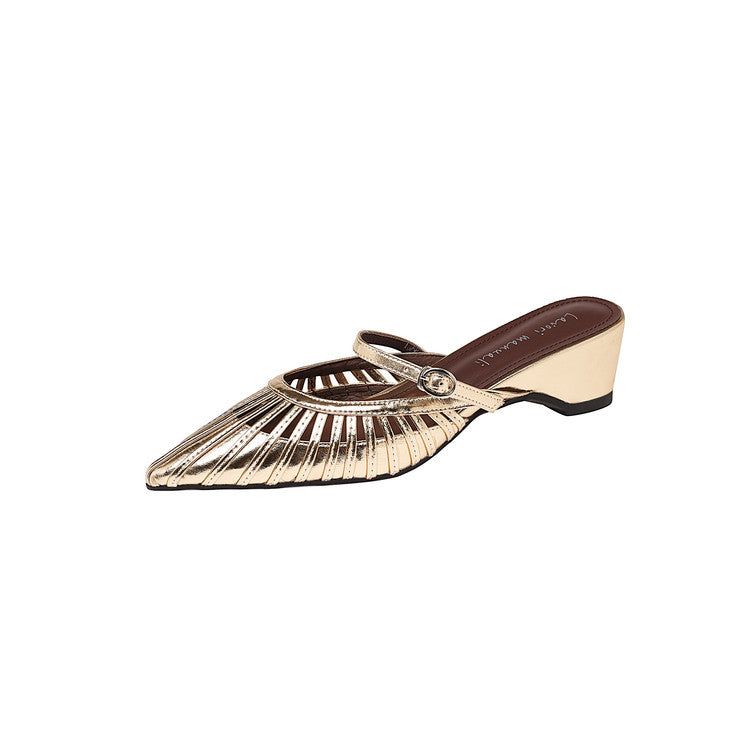 Karin Luna Casual Feel~In stock Pointed Toe Hollow Design Note Pointed Toe Slippers