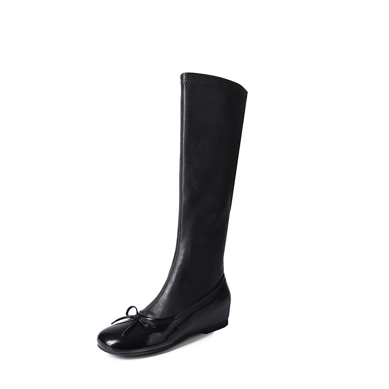 Karin Luna In Stock Spot Goods  Butterfly Knot Round Toe Hidden Heel Boots