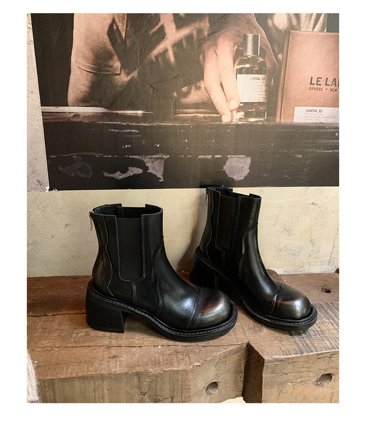 Karin Luna In Stock Spot Goods  Round Toe Stretch Round Toe Chelsea Short Boots