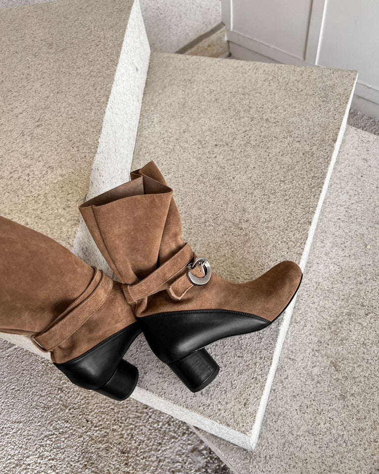 Karin Luna In Stock Spot Goods  Belt Buckle High Heel Large Tube Small Short Boots