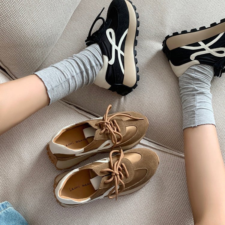 Karin Luna Casual Shoes Series~  In Stock Hot-Selling Versatile Lace-Up Thick-Soled Deep Mouth Single Shoes