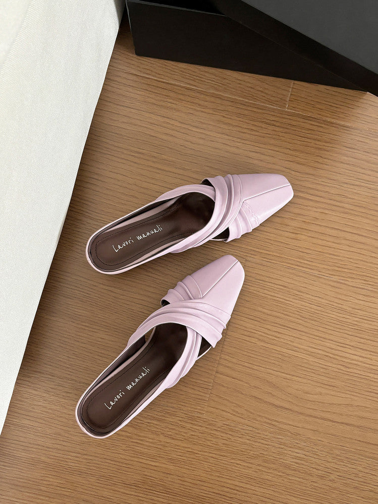 Karin Luna In Stock In Stock Basic Elegant Fairy Style Small Square Toe Sheepskin Slippers