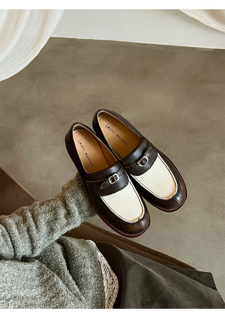 Karin Luna Casual Shoes Series~  In stock Classic color-blocking British style deep-mouth single shoes