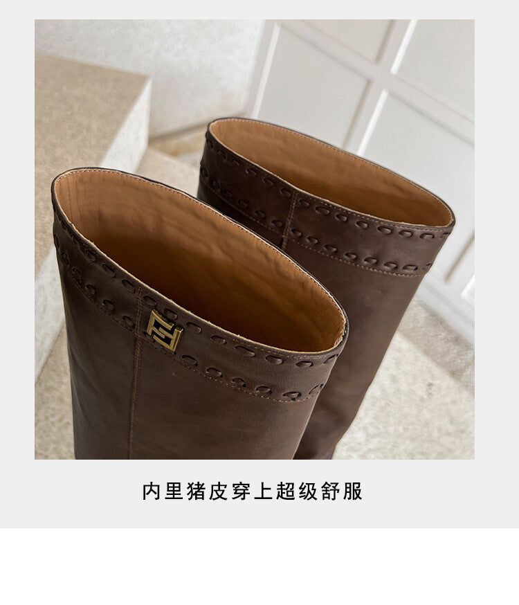 Karin Luna cool girl Stylish and Sweet Square-Toe Booties