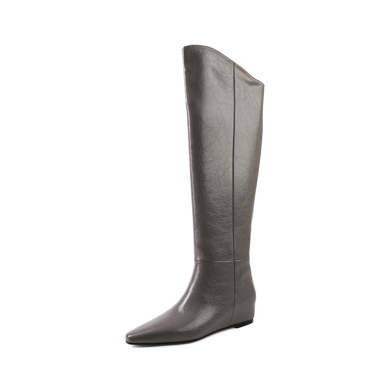 Karin Luna Elegant Style Slanted Inner Height-Increasing Long Boots