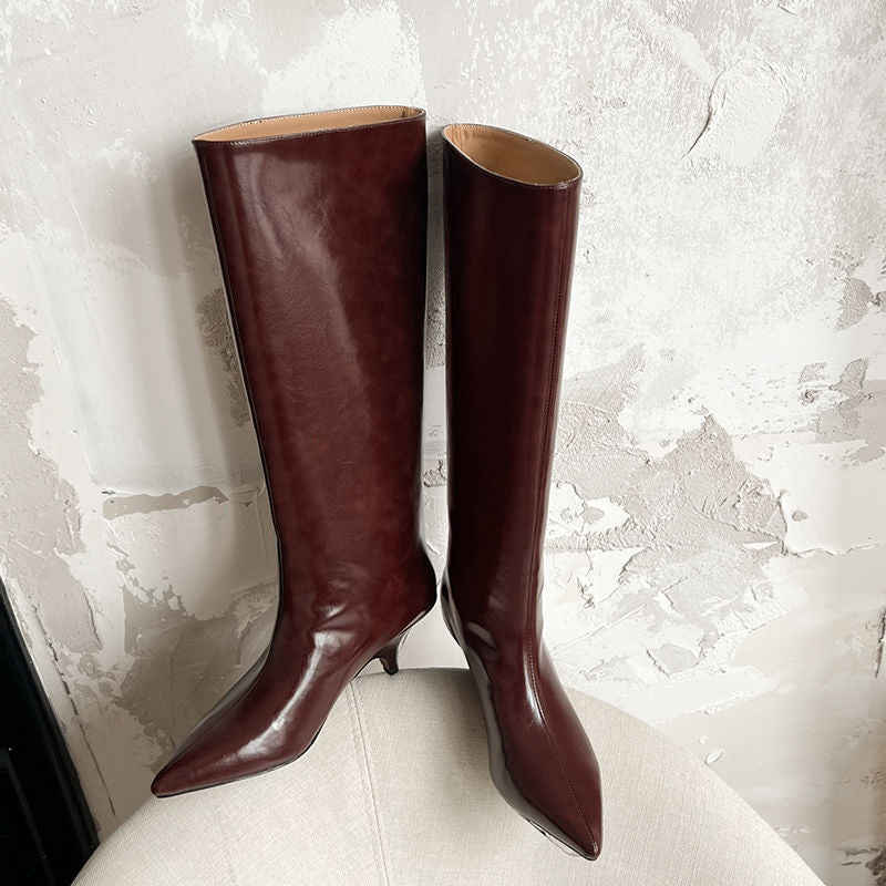 Karin Luna In Stock In Stock    Stunning Elegant Style Kitten Heel Straight Long Boots