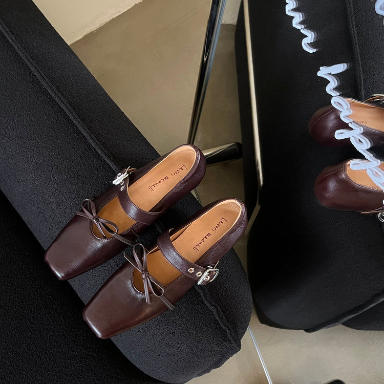 Karin Luna In Stock Spot Goods  Square Toe Internal Height Increase Detachable Bowknot