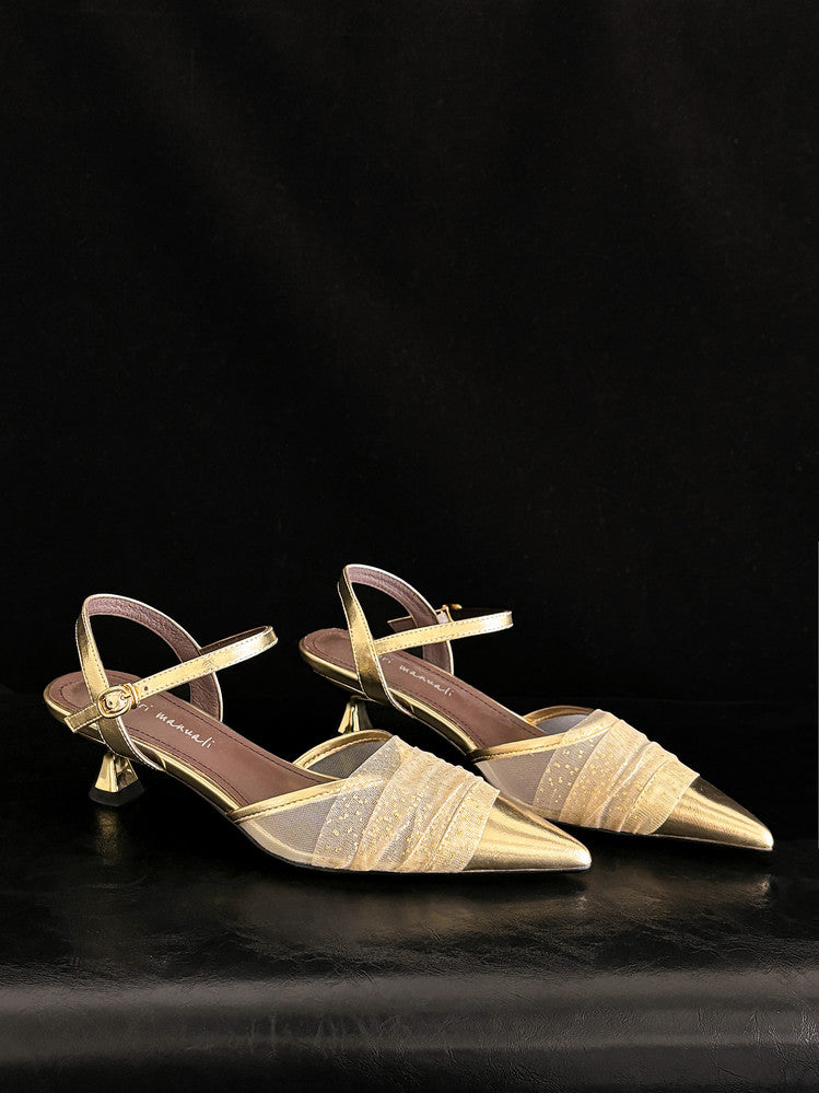 Karin Luna In Stock Spot Goods  Elegant Mesh Pointed Toe Sandals