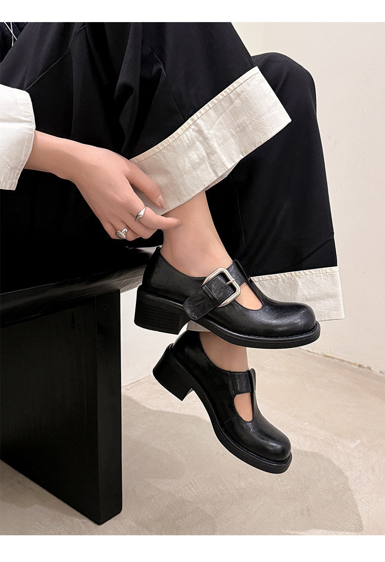 Karin Luna In Stock Spot Goods round Head t Round Toe British Style Single Shoes