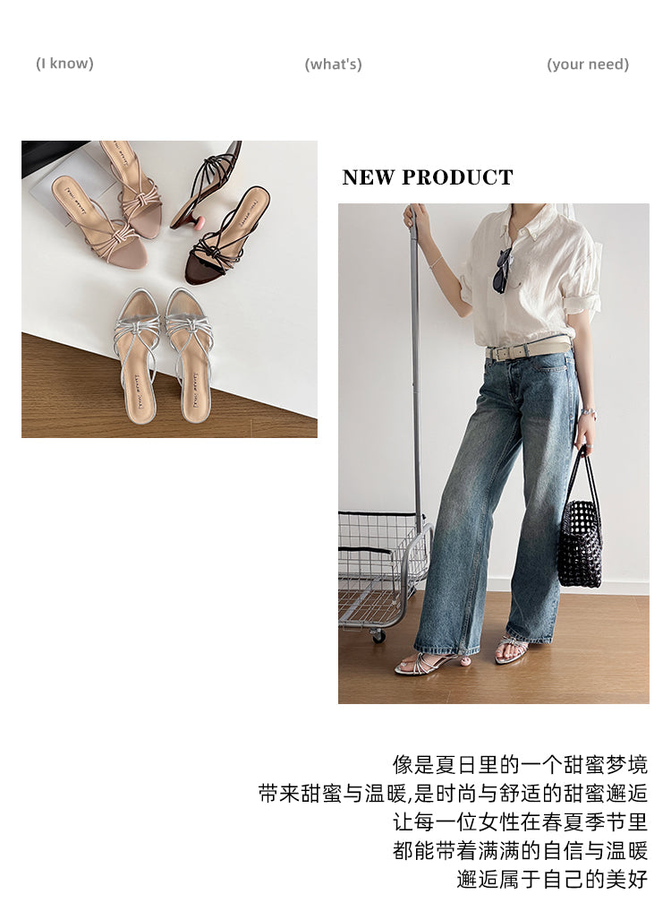 Karin Luna In Stock In Stock  In Stock Round Toe Cross Hollow Round Toe Stiletto Slippers