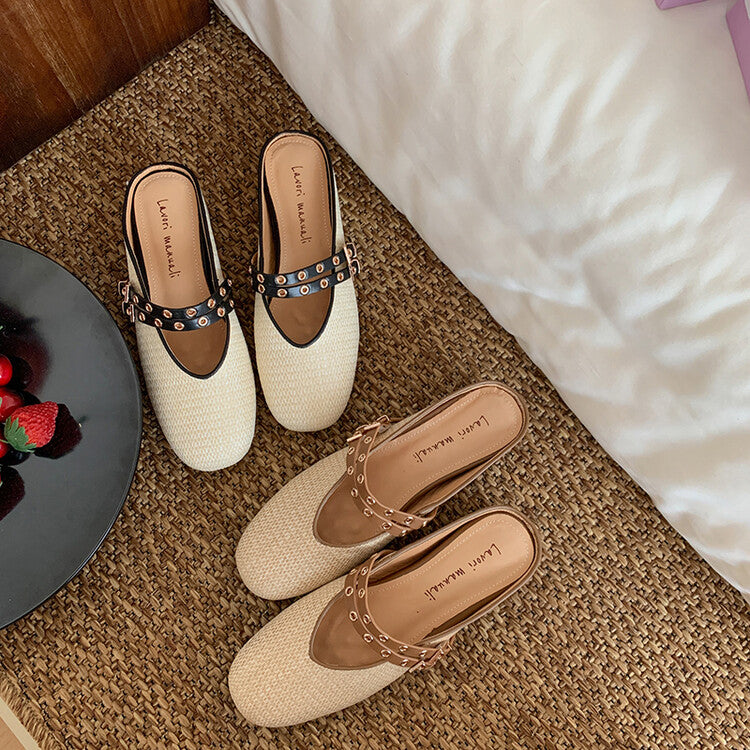 Karin Luna  Closed-Toe Woven Style Height-Increasing Slippers