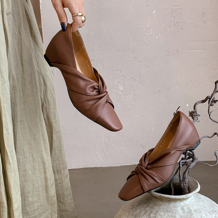 Karin Luna Cross Design Square Toe Hidden Wedge Shoes