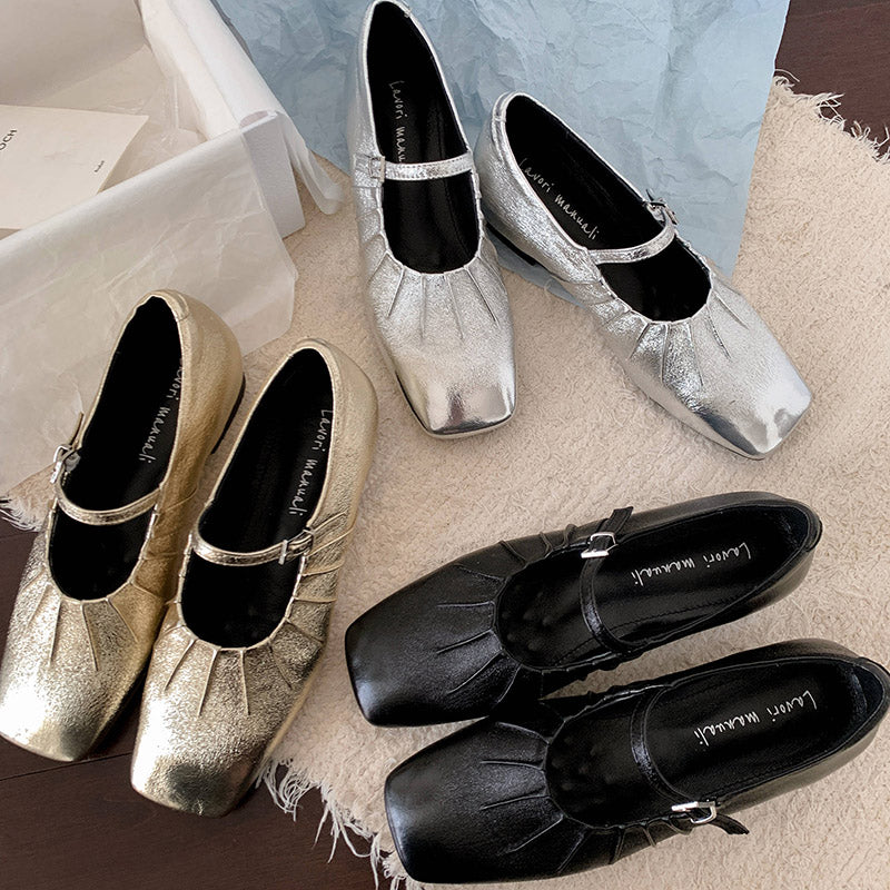 Karin Luna In Stock Spot Goods  Vintage Wrinkled One-Strap Granny Flats