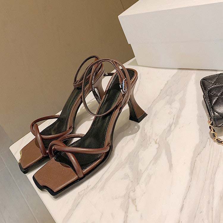 Karin Luna Classic Style  In stock  Basic Versatile Cross Strap High Heel Sandals