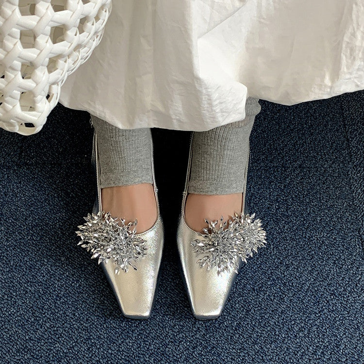 Karin Luna Brilliant Fireworks~Elegant Square-Toed Closed-Toe Chunky Heel Sandals
