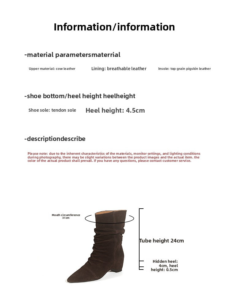 Karin Luna Data Hot-Selling Pointed Toe Slouchy Matte Western Short Boots