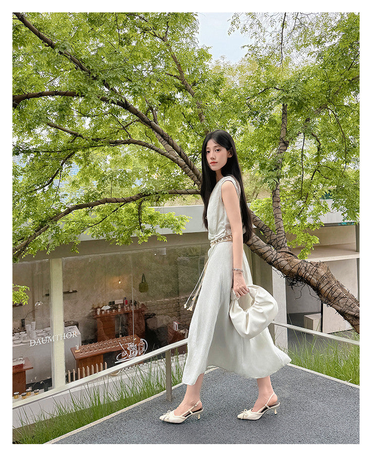 Karin Luna In Stock Spot Goods Braided Style Elegant Thin Heel Pointed Toe Closed-Toe Sandals