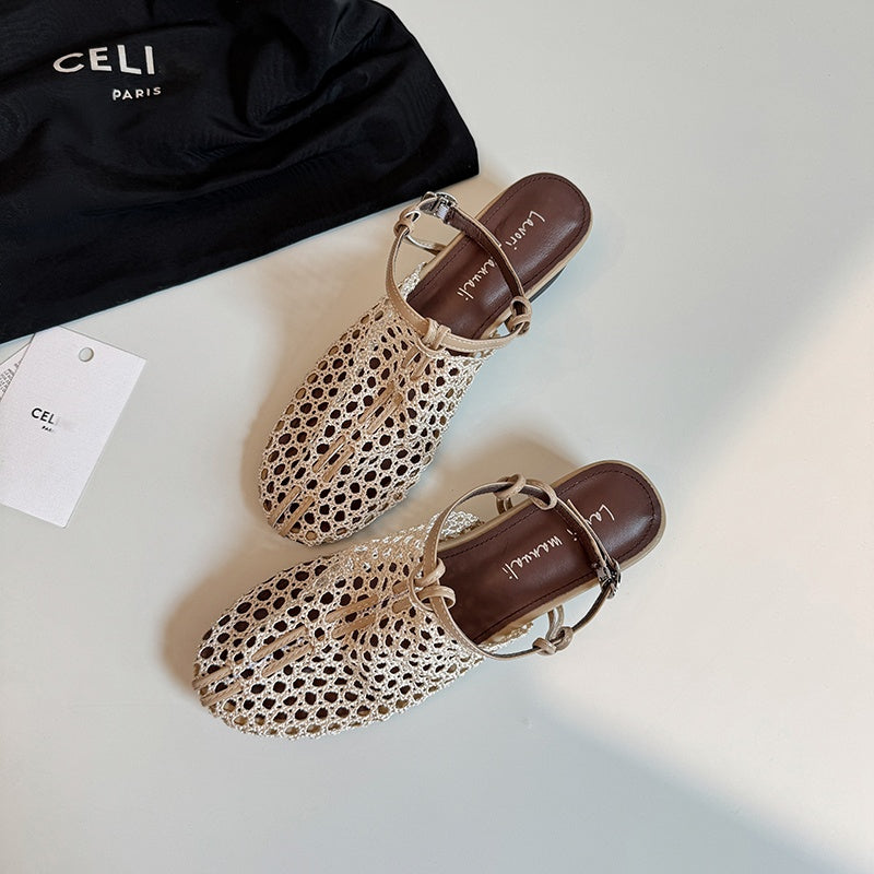 Karin Luna In Stock Spot Goods  Resort Style Series~Casual woven closed-toe flat sandals