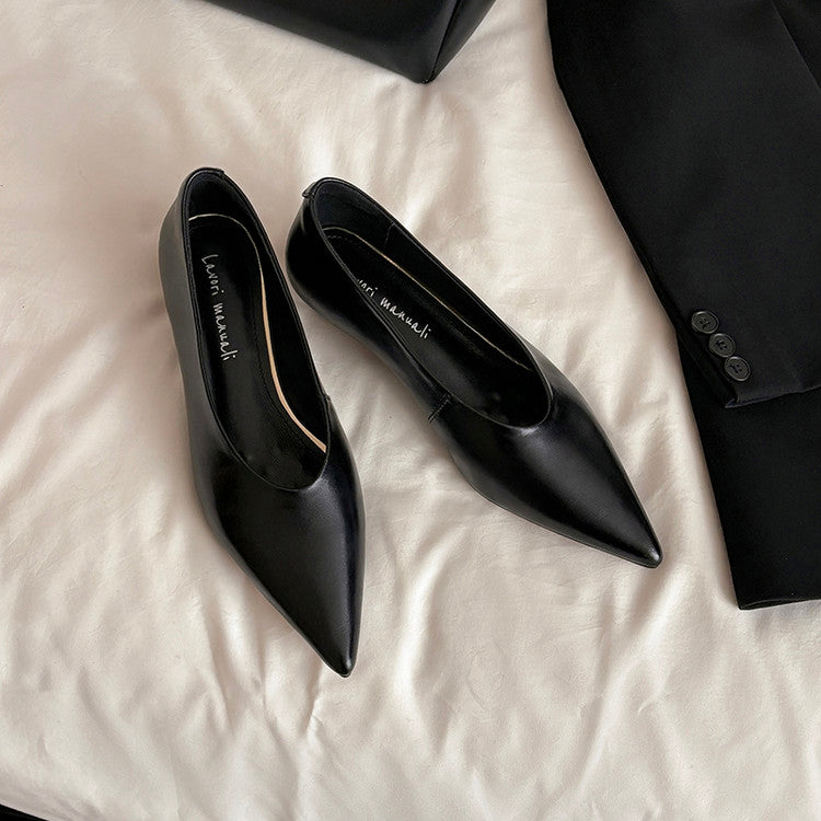 Karin Luna In Stock Spot Goods Classic three-color pointed toe metal heel shoes