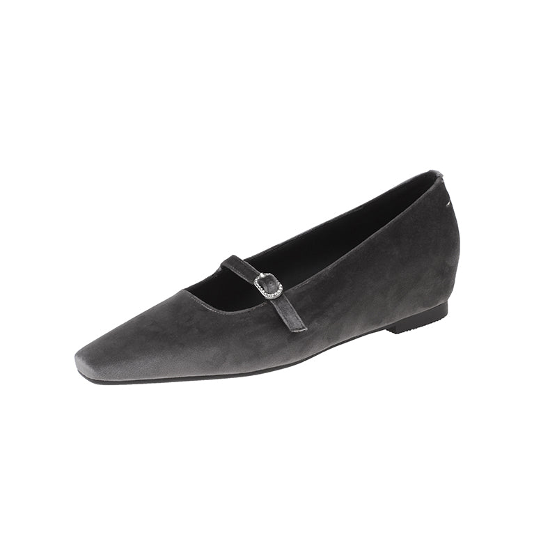 Karin Luna In Stock Spot Goods  Elegant Square-Toe One-Strap Height-Increasing Flats