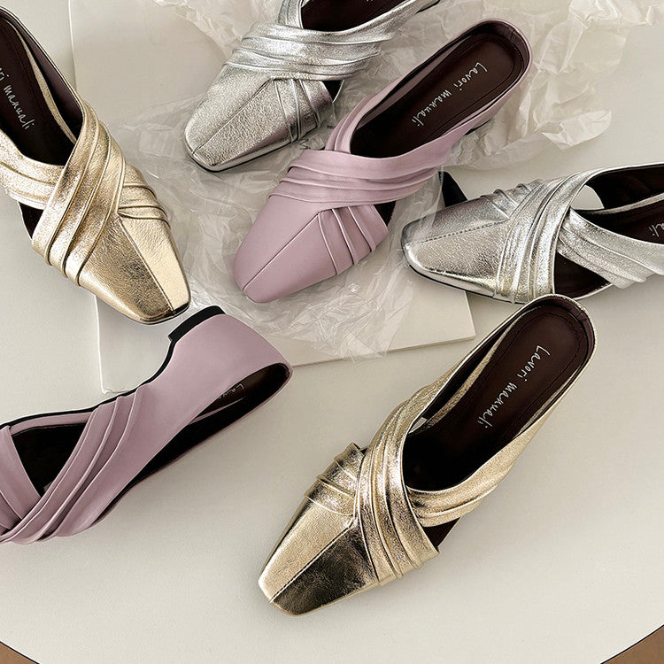 Karin Luna In Stock In Stock Basic Elegant Fairy Style Small Square Toe Sheepskin Slippers