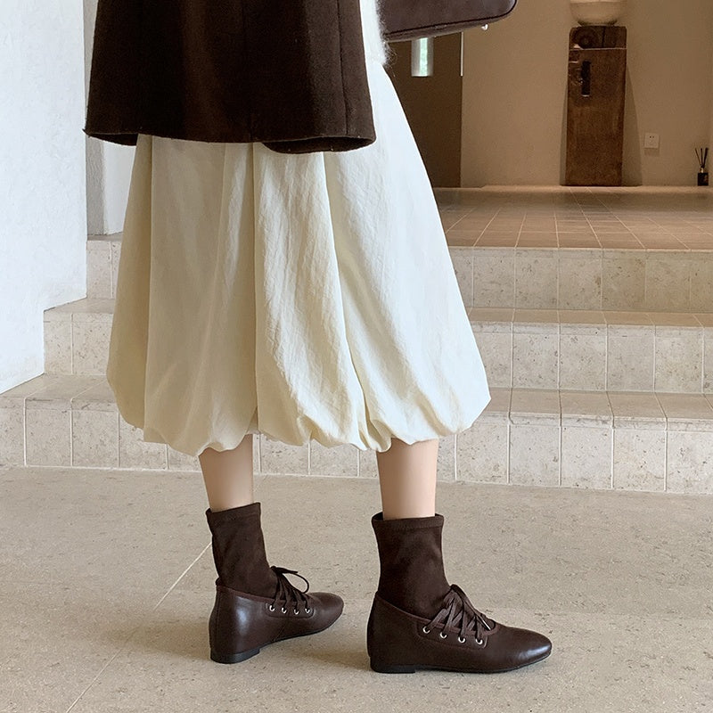 Karin Luna Round Toe Internal Height Increase Lace-up Ankle Boots