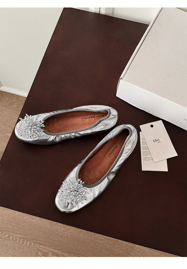 Karin Luna Full Leather Inside and Out~Gorgeous Fireworks Flat Granny Shoes