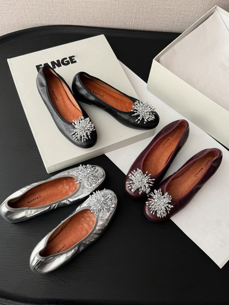 Karin Luna Full Leather Inside and Out~Gorgeous Fireworks Flat Granny Shoes