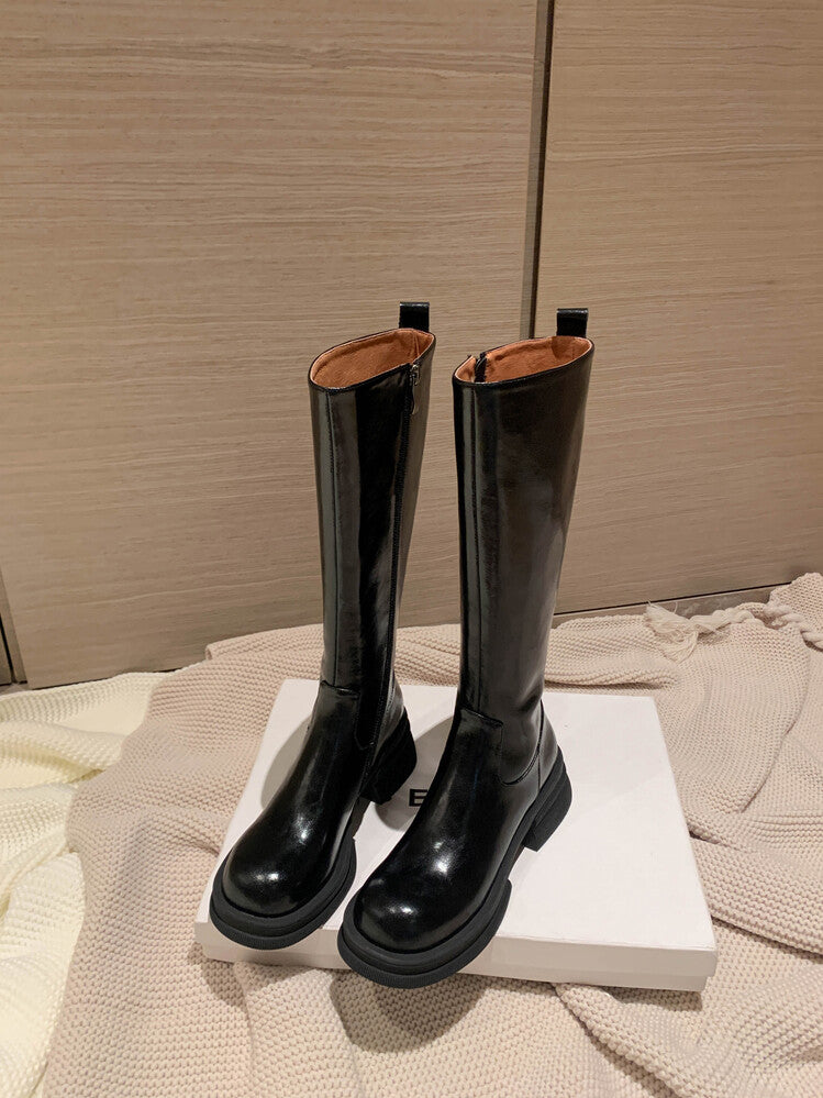 Karin Luna In Stock Spot Goods  Always in stock  Classic Basic Style Round Toe Thick Sole Knight Boots