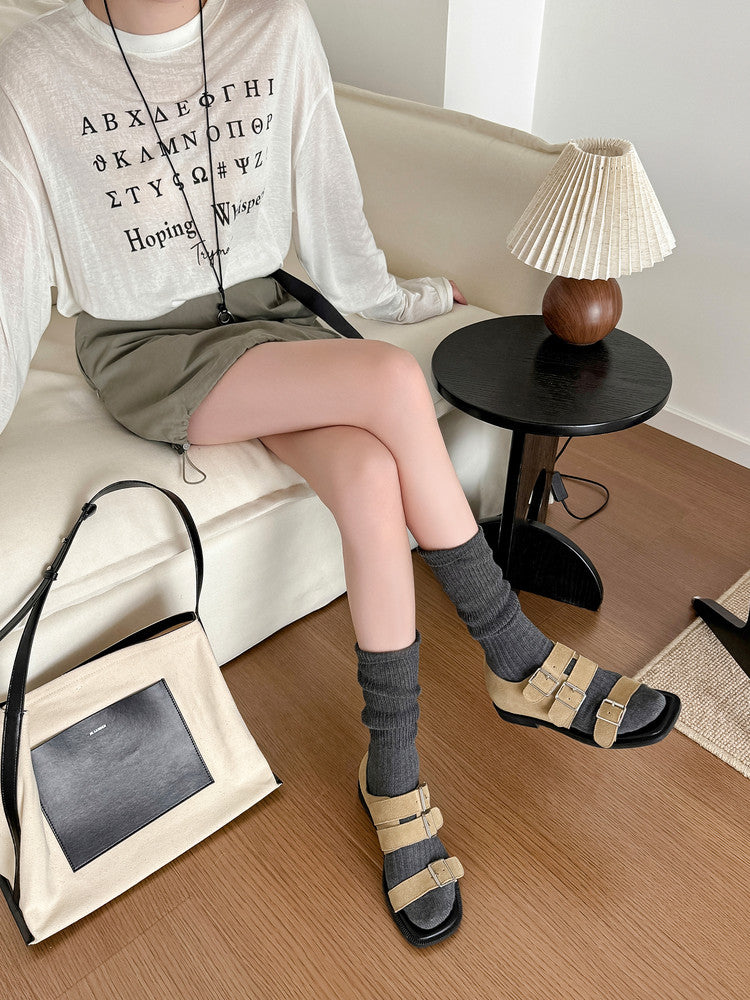 Karin Luna In Stock Spot Goods   Casual Belt Buckle Thick-soled Versatile Sandals