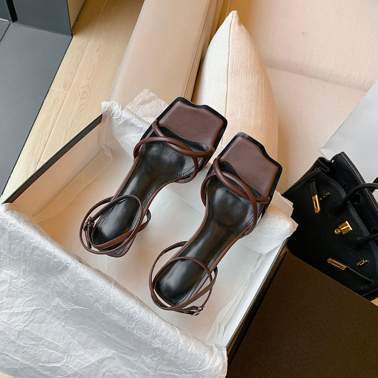 Karin Luna Classic Style  In stock  Basic Versatile Cross Strap High Heel Sandals