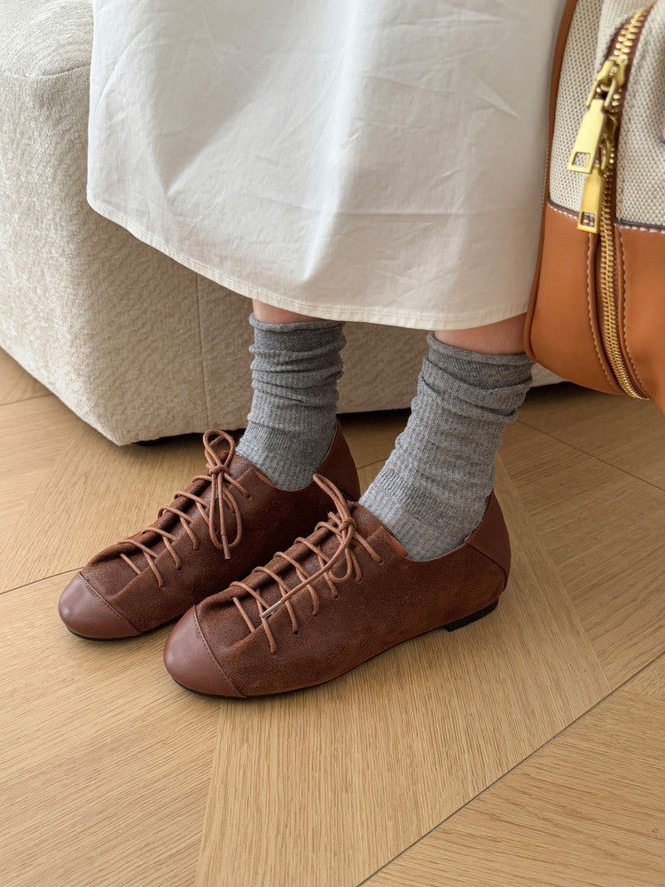 Karin Luna In Stock In Stock   Xiaohongshu Hot-Selling Lace-Up Round-Toe Deep Mouth Single Shoes