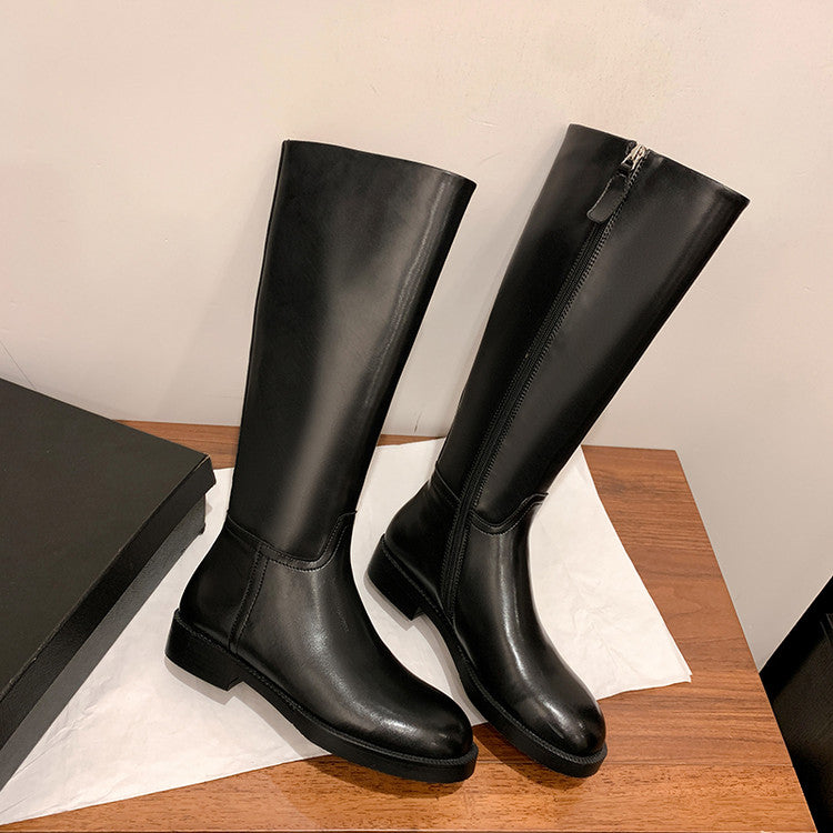 Karin Luna In Stock In-stock Basic Classic Timeless Round Toe Casual Riding Boots