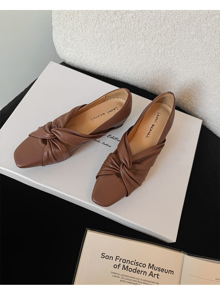 Karin Luna Cross Design Square Toe Hidden Wedge Shoes