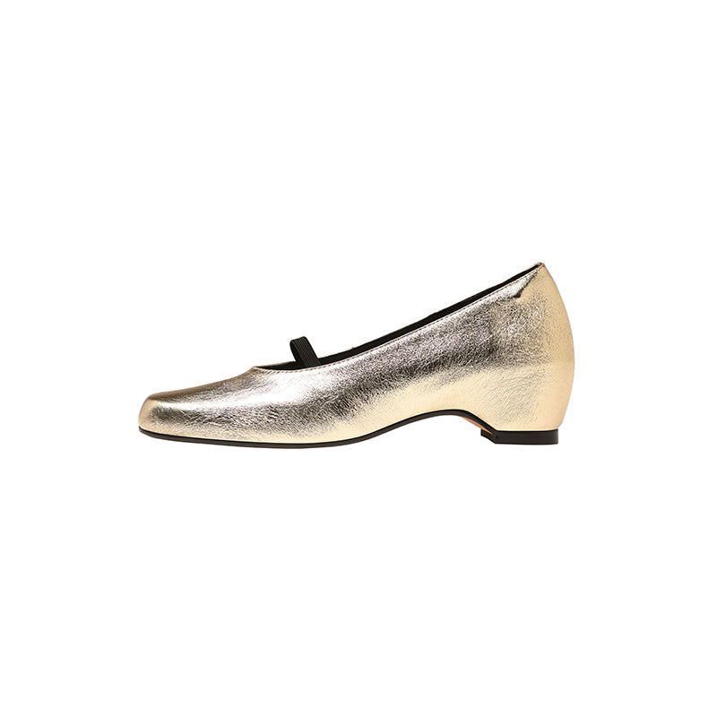 Karin Luna In Stock Spot Goods    Retro Elastic Band Chunky Heel Single Shoes