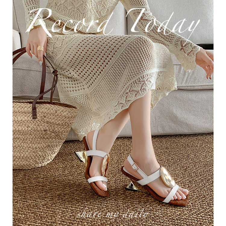 Karin Luna Hot-Selling Fasteners  Irregular Heel Open-Toe Sandals